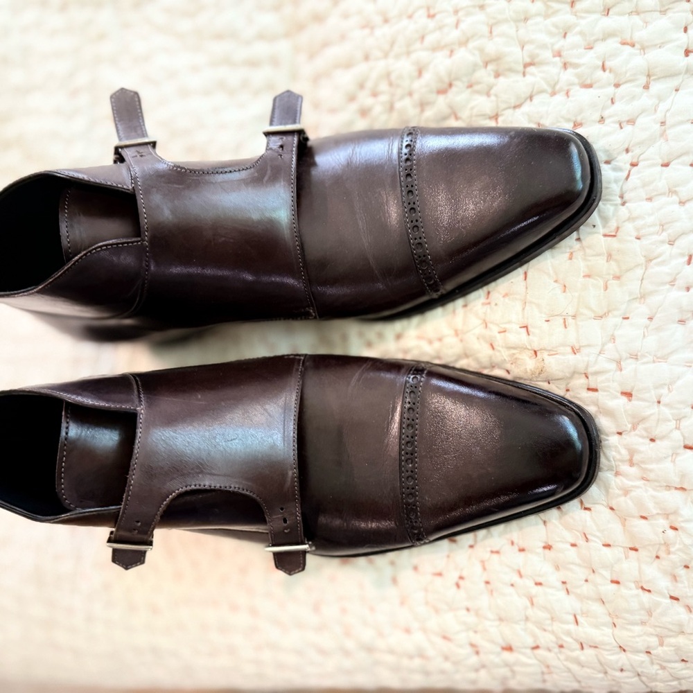Paul Evans Brown Leather Oxford boots with double monk strap… EUC